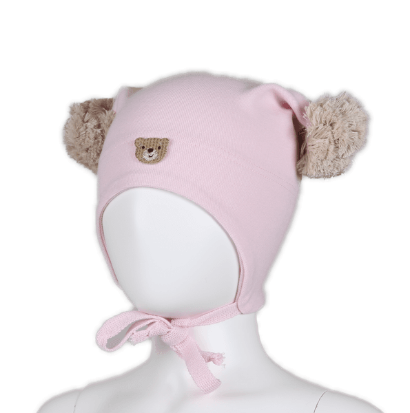 Kivat, lys rosa lue i bomull med bamse